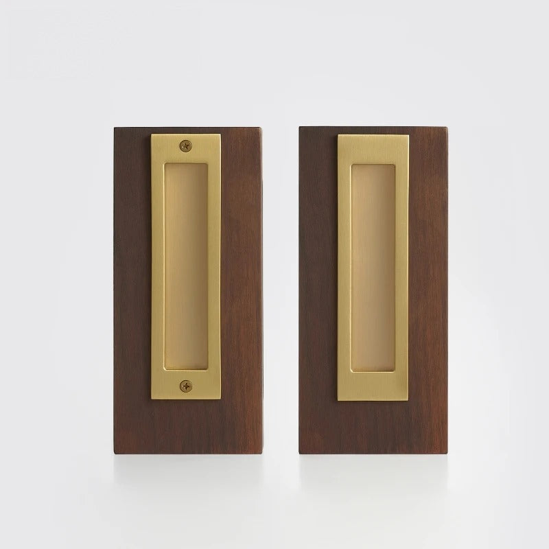 Matte Brass finish, Solid Brass Flush Sliding Door Pull Set