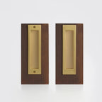 Matte Brass finish, Solid Brass Flush Sliding Door Pull Set