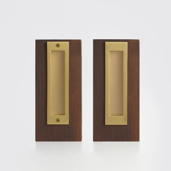 Matte Brass finish, Solid Brass Flush Sliding Door Pull Set