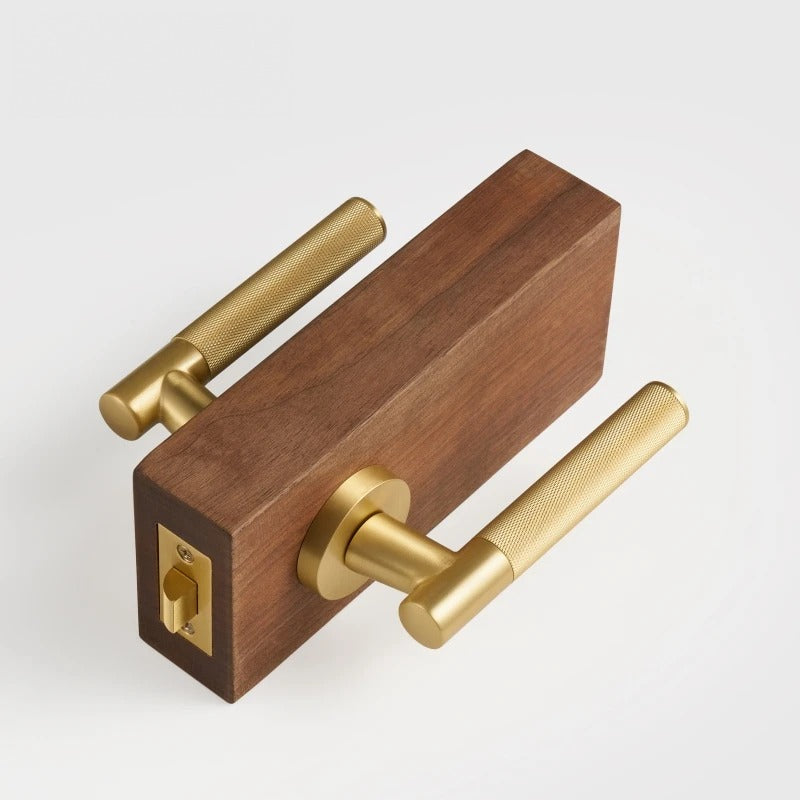 Diamond Knurled Solid Brass Door Lever Set, European Mortise