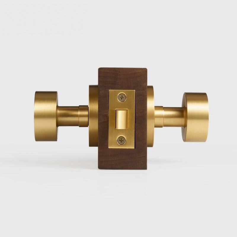 Round Solid Brass Door Knob Set, US Standard