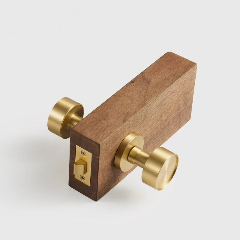 Round Solid Brass Door Knob Set, European Mortise