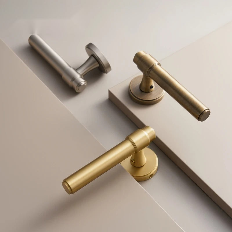 Classic Bar Solid Brass Door Lever Set, European Mortise
