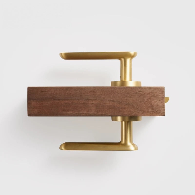 Flat Solid Brass Door Lever Set, European Mortise