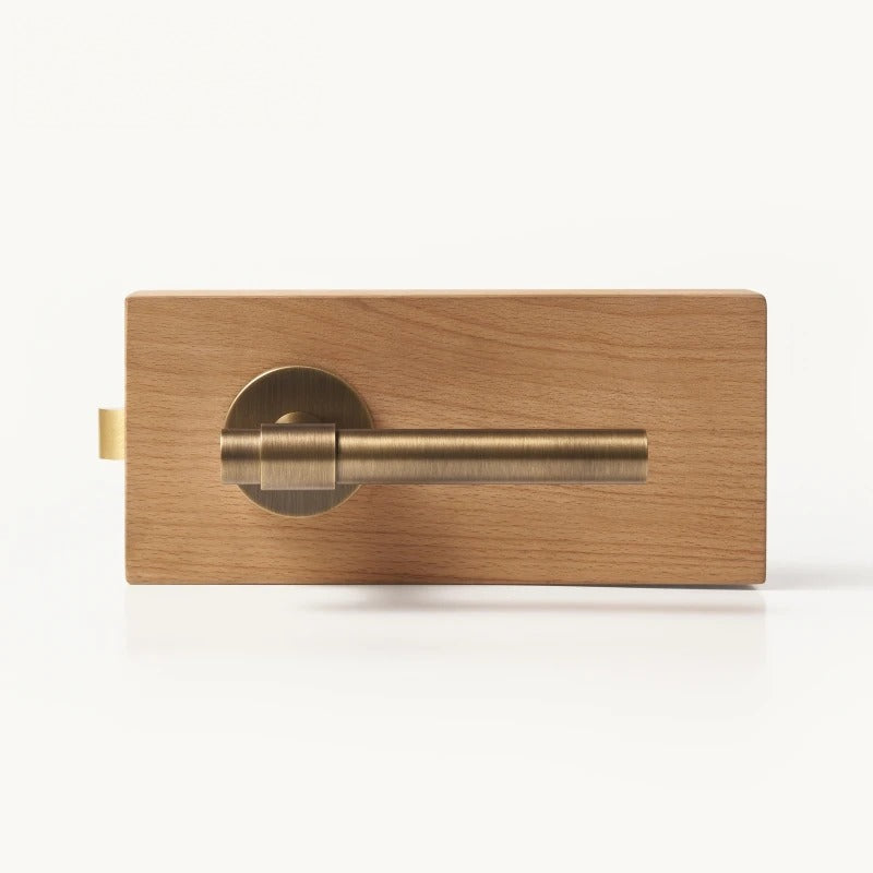 Antique Brass finish, Slim Plain Solid Brass Door Lever Set, European Mortise