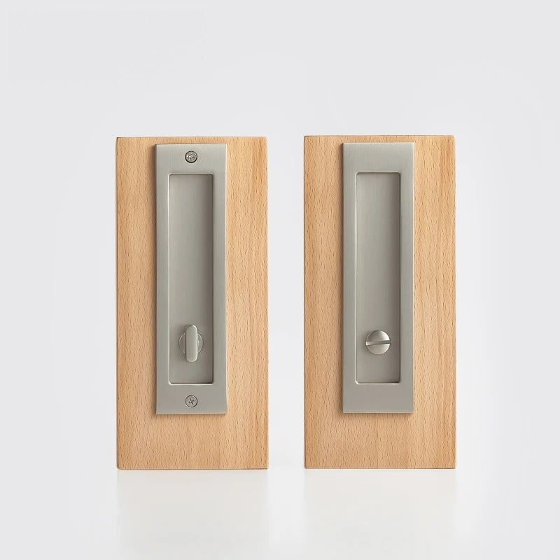 Brushed Nickel finish, Solid Brass Flush Sliding Door Pull Set