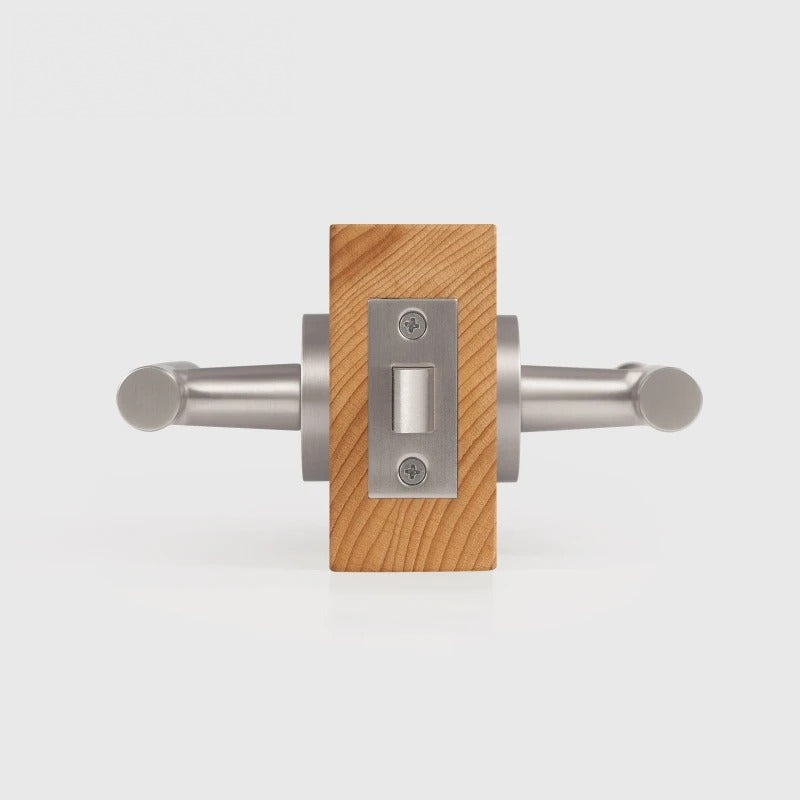 Leather Wrapped Solid Brass Door Lever Set, European Mortise