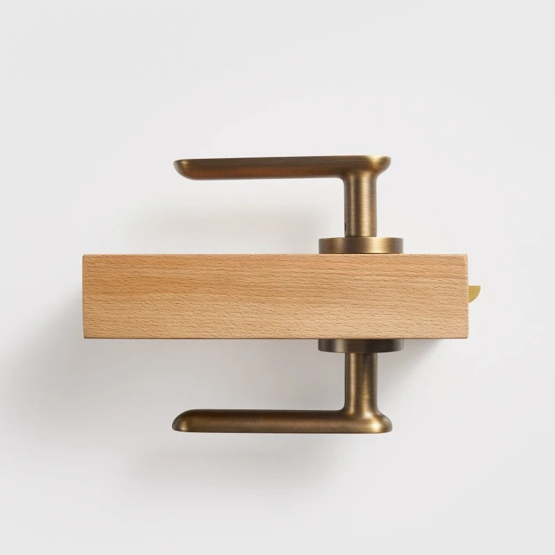 Flat Solid Brass Door Lever Set, European Mortise