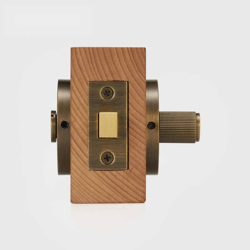 Antique Brass finish, Linear Knurled Solid Brass Privacy Thumb Turn, US Standard