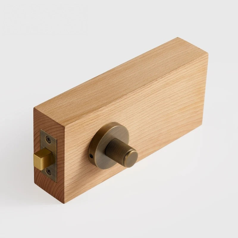 Antique Brass finish, Linear Knurled Solid Brass Privacy Thumb Turn, European Mortise