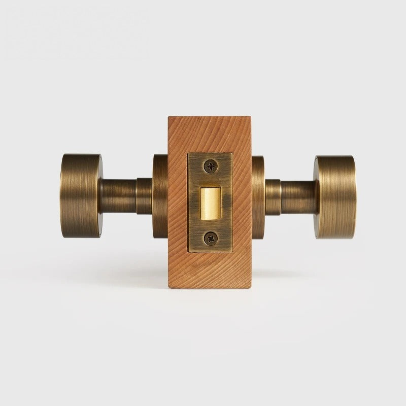 Round Solid Brass Door Knob Set, European Mortise