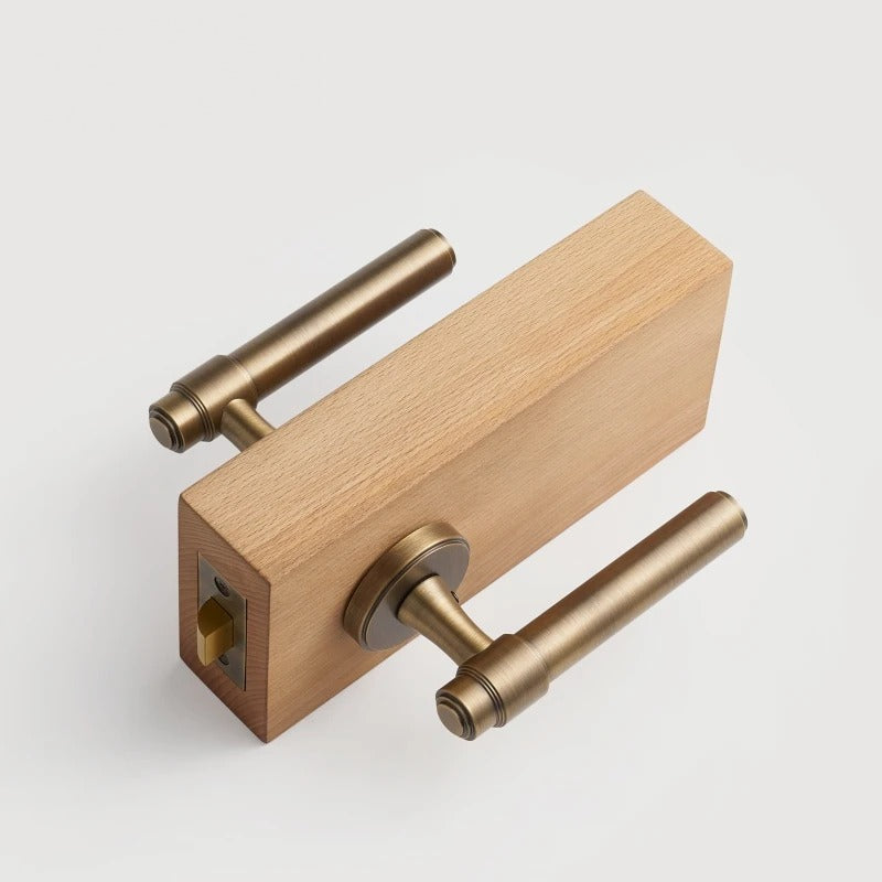 Classic Bar Solid Brass Door Lever Set, European Mortise