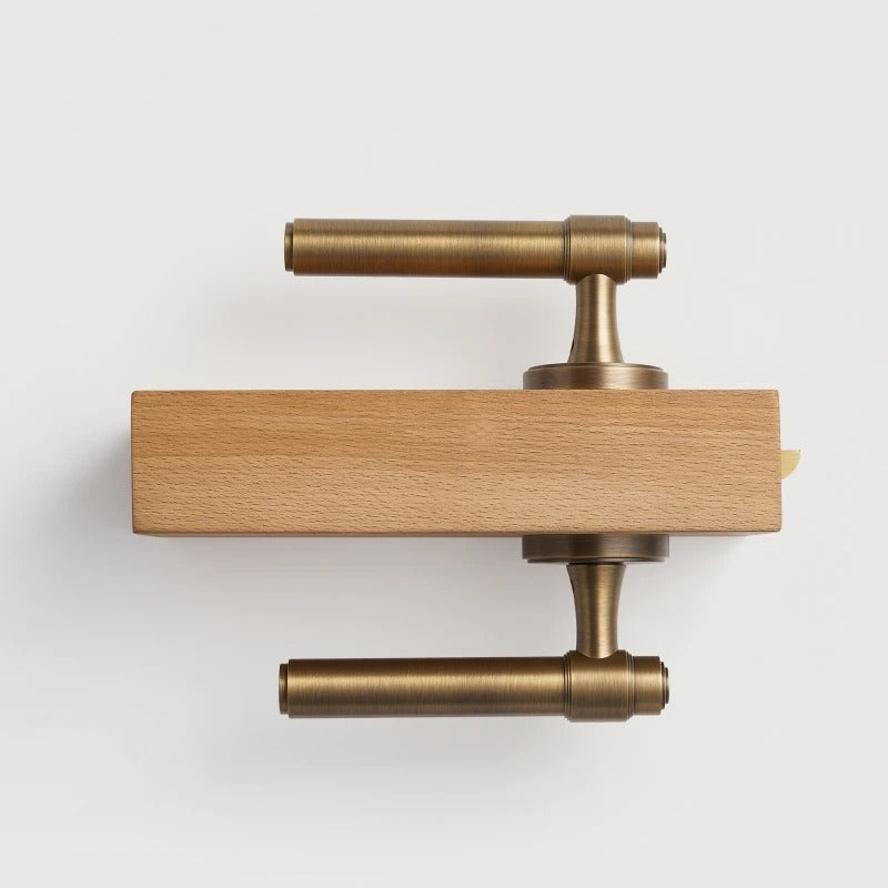 Classic Bar Solid Brass Door Lever Set, European Mortise