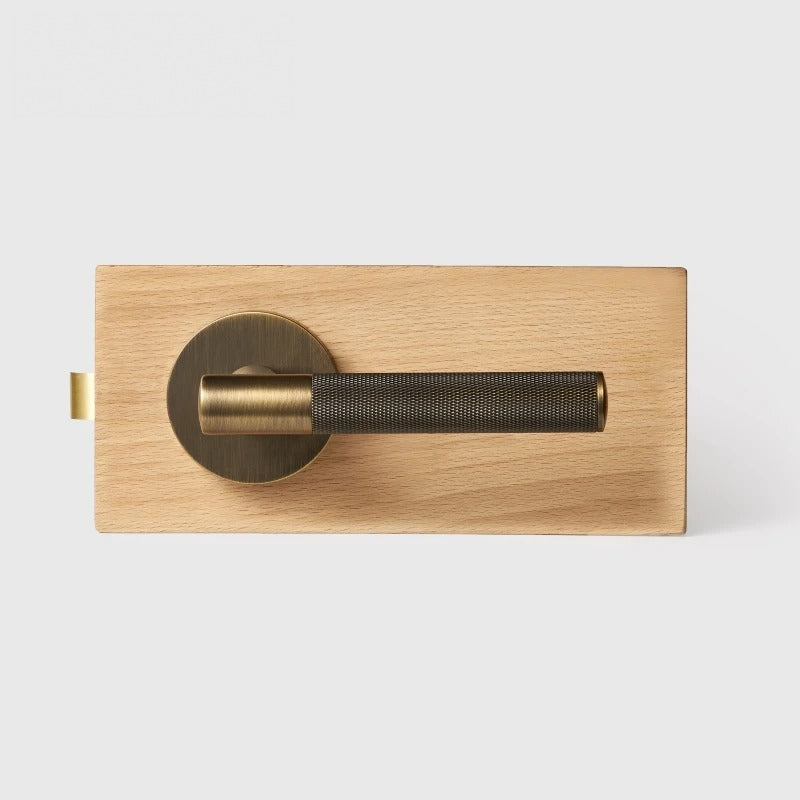 Antique Brass finish, Diamond Knurled Solid Brass Door Lever Set, US Standard