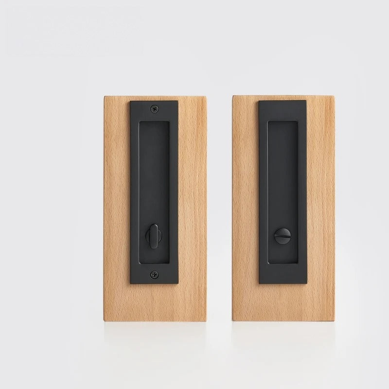 Matte Black finish, Solid Brass Flush Sliding Door Pull Set