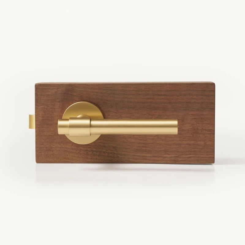 Matte Brass finish, Slim Plain Solid Brass Door Lever Set, European Mortise