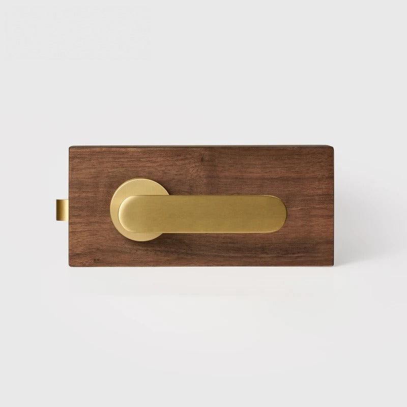 Matte Brass finish, Flat Solid Brass Door Lever Set, European Mortise