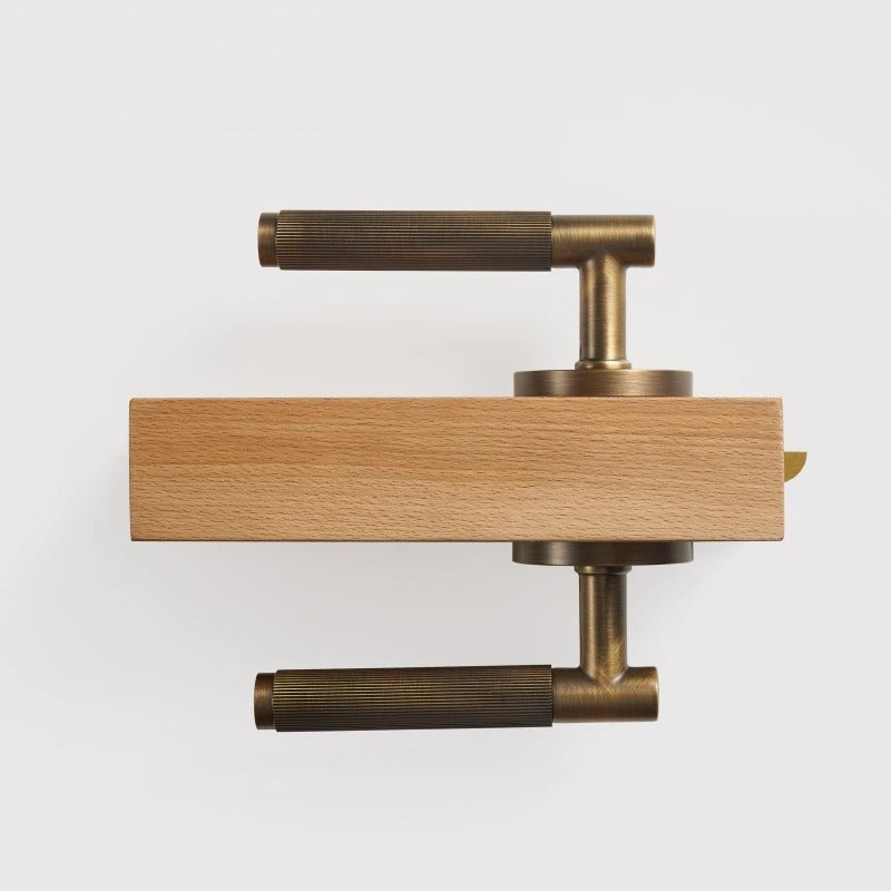 Linear Knurled Solid Brass Door Lever Set, US Standard