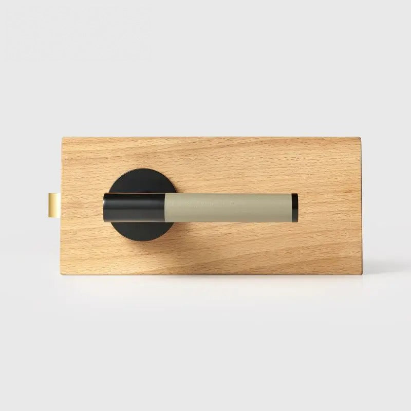 Matte Black finish, Leather Wrapped Solid Brass Door Lever Set, European Mortise