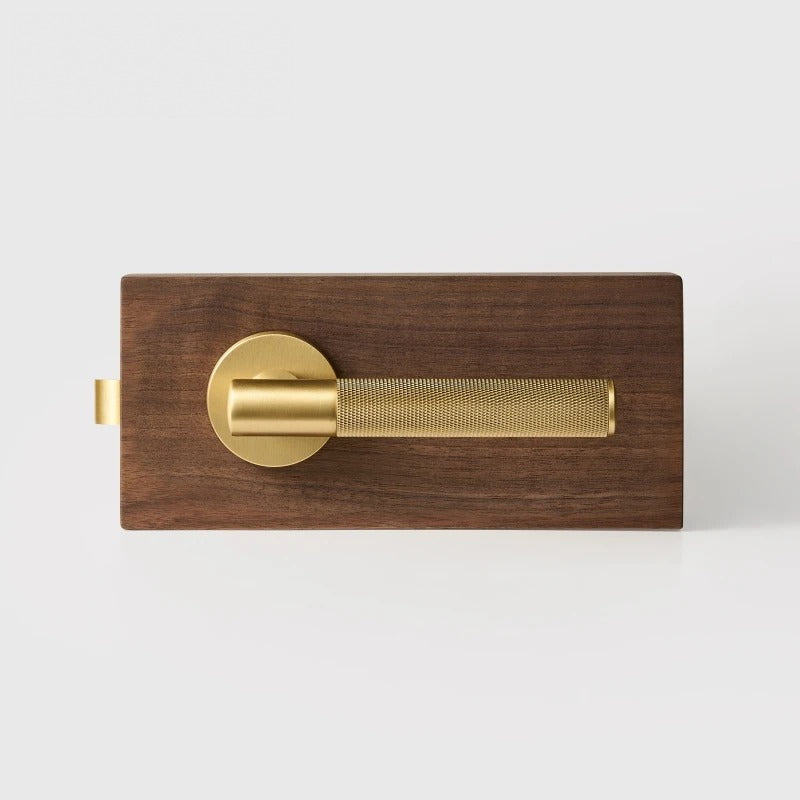 Matte Brass finish, Diamond Knurled Solid Brass Door Lever Set, European Mortise