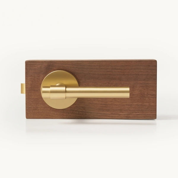 Matte Brass finish, Slim Plain Solid Brass Door Lever Set, US Standard