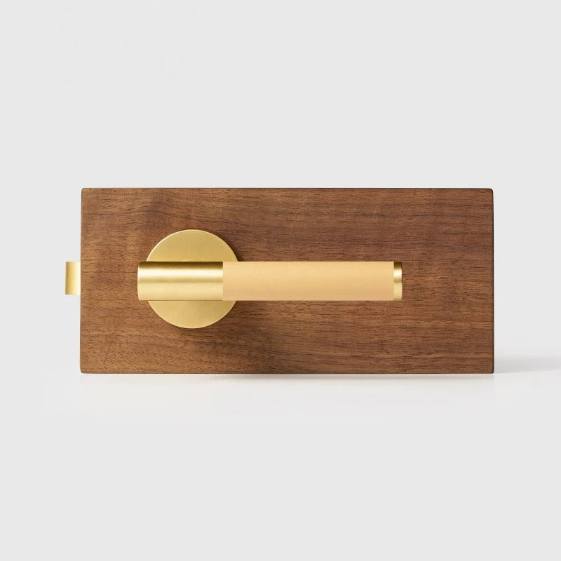 Matte Brass finish, Leather Wrapped Solid Brass Door Lever Set, European Mortise