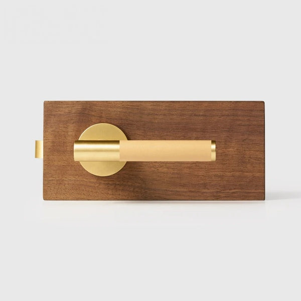 Matte Brass finish, Leather Wrapped Solid Brass Door Lever Set, European Mortise