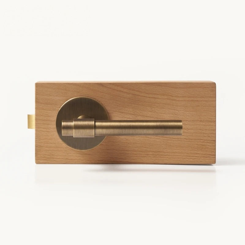 Antique Brass finish, Slim Plain Solid Brass Door Lever Set, US Standard
