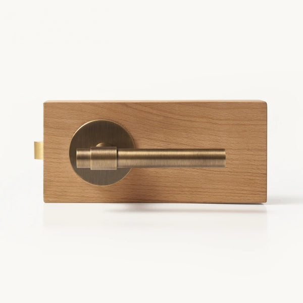 Antique Brass finish, Slim Plain Solid Brass Door Lever Set, US Standard