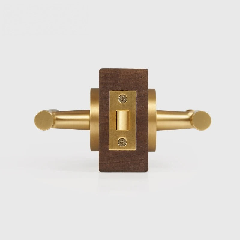 Leather Wrapped Solid Brass Door Lever Set, US Standard