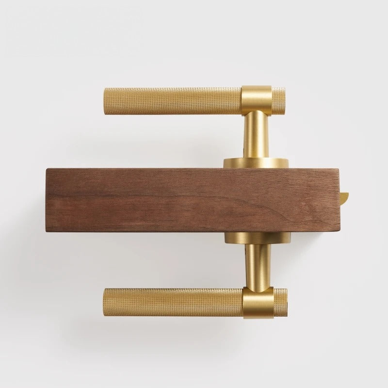 Cross Knurled Solid Brass Door Lever Set, European Mortise