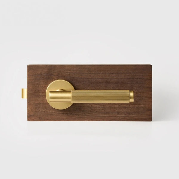 Matte Brass finish, Linear Knurled Solid Brass Door Lever Set, European Mortise