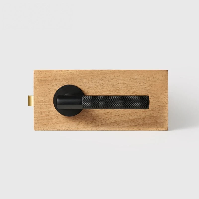 Matte Black finish, Diamond Knurled Solid Brass Door Lever Set, European Mortise