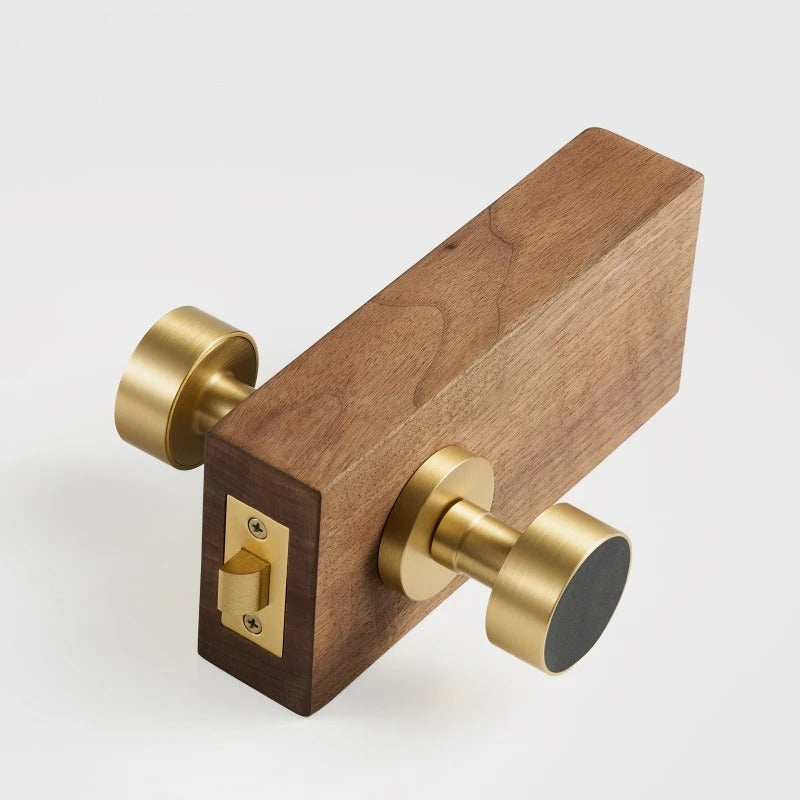 Round Solid Brass Door Knob Set, European Mortise