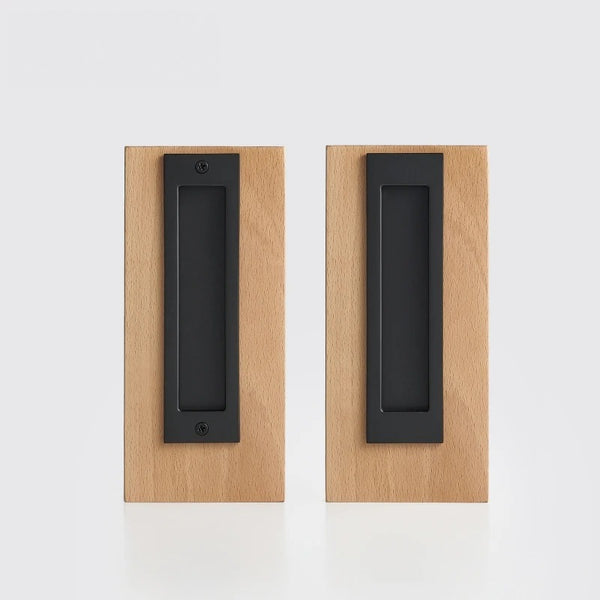 Matte Black finish, Solid Brass Flush Sliding Door Pull Set