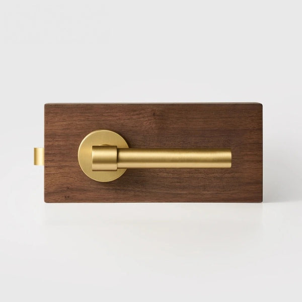 Matte Brass finish, Plain Minimalist Solid Brass Door Lever Set, European Mortise