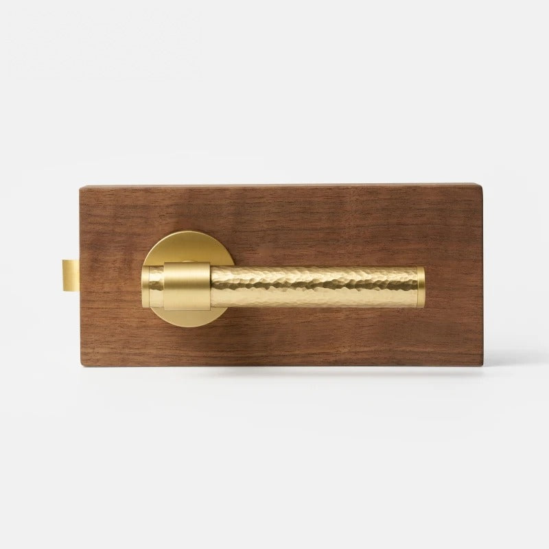 Matte Brass finish, Hand Hammered Solid Brass Door Lever Set, European Mortise
