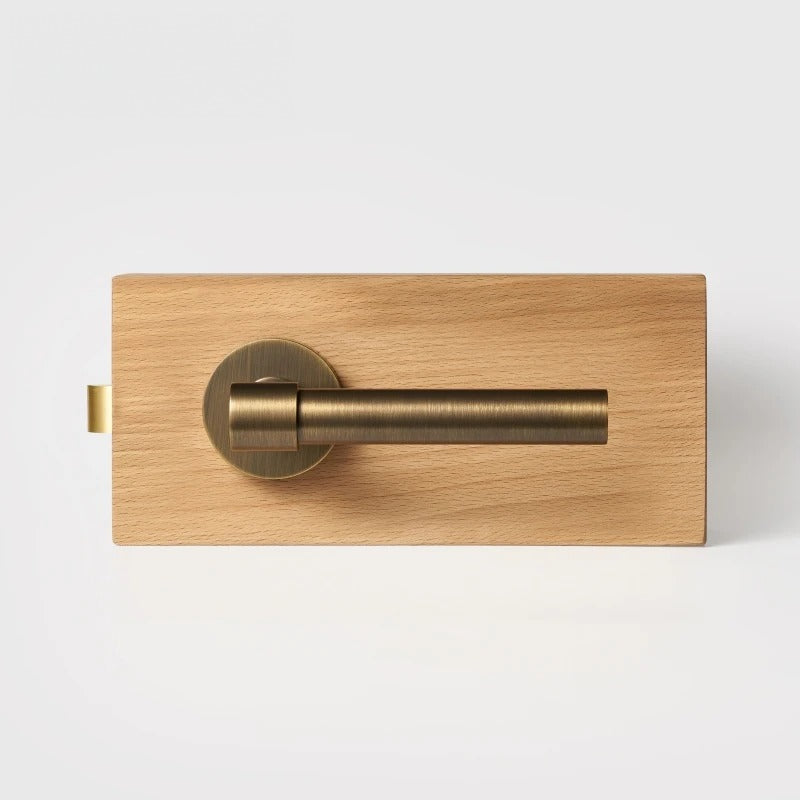 Antique Brass finish, Plain Minimalist Solid Brass Door Lever Set, European Mortise