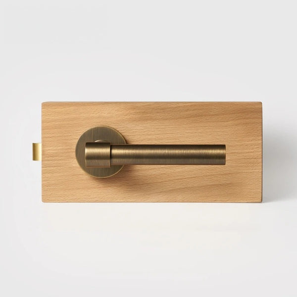 Antique Brass finish, Plain Minimalist Solid Brass Door Lever Set, European Mortise