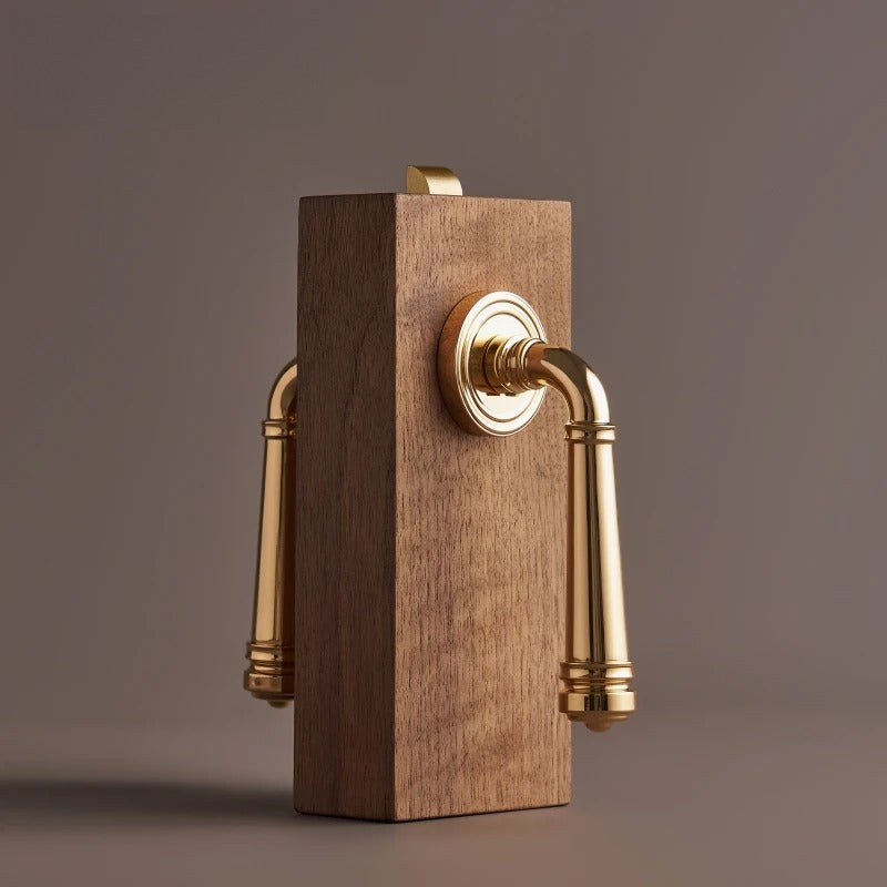 French Classic Polished Brass Door Lever Set, European Mortise