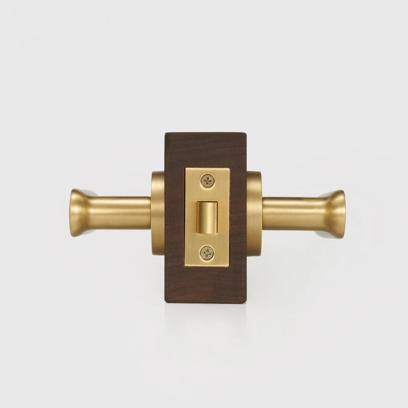 Flat Solid Brass Door Lever Set, European Mortise
