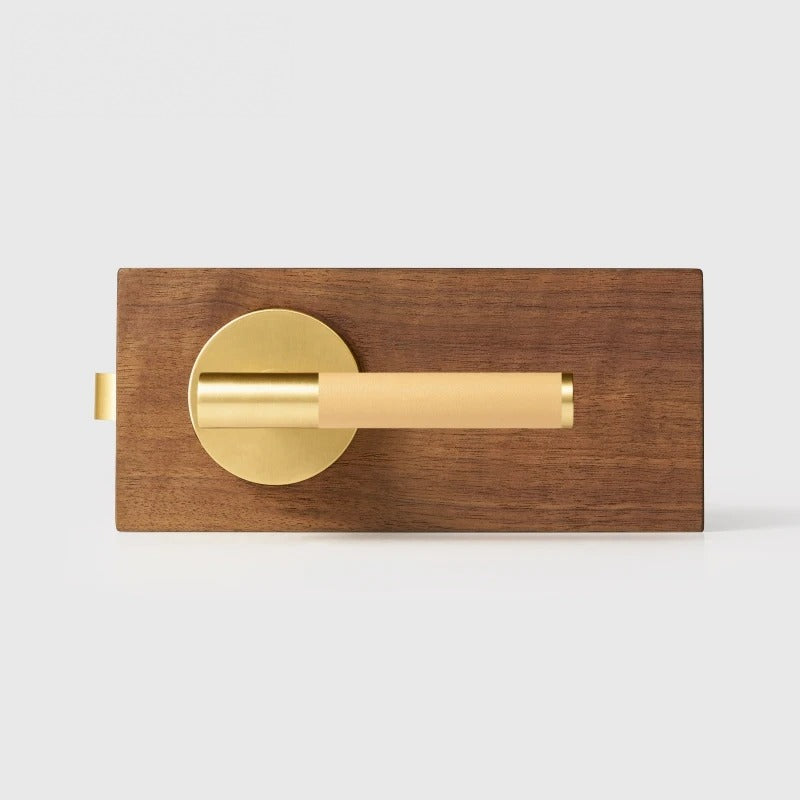Leather Wrapped Solid Brass Door Lever Set, US Standard
