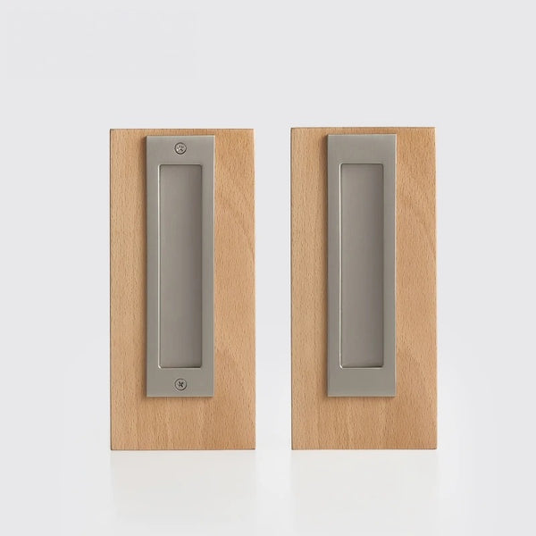 Brushed Nickel finish, Solid Brass Flush Sliding Door Pull Set