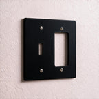 2-Gang Solid Brass Toggle + Outlet Wall Plate