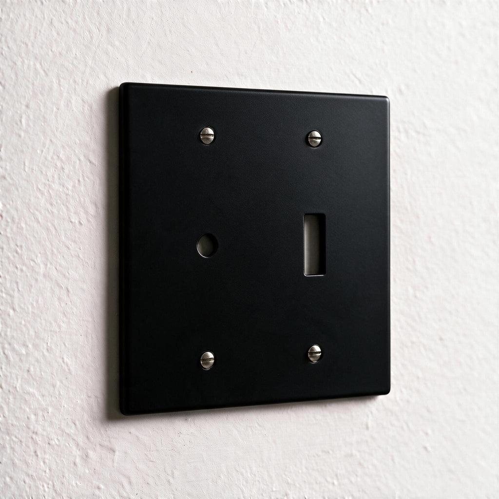 2-Gang Solid Brass Dimmer + Toggle Wall Plate