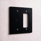 2-Gang Brass Dimmer + Outlet Wall Plate (Rotary + Decorator)