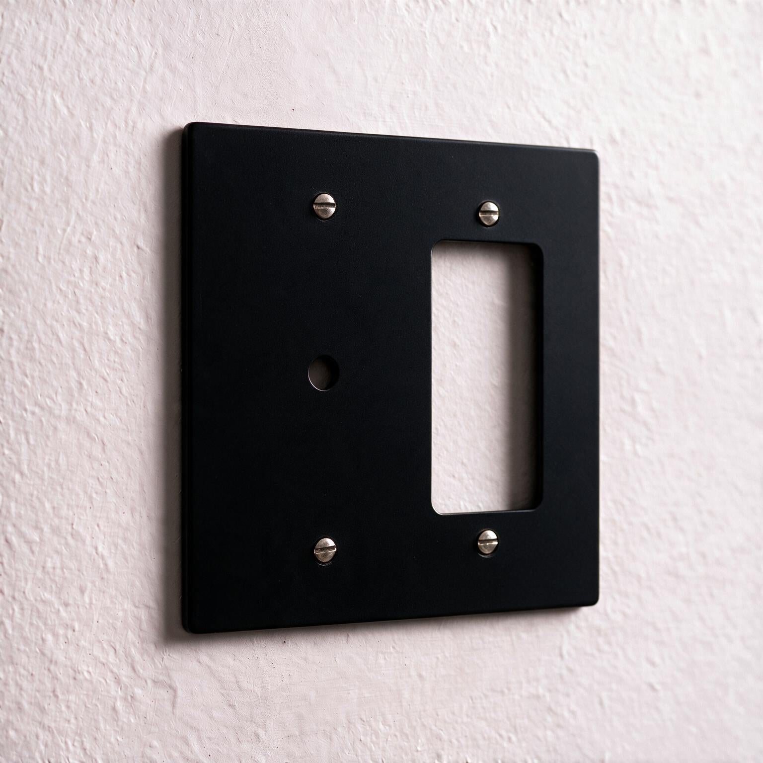 2-Gang Brass Dimmer + Outlet Wall Plate (Rotary + Decorator)