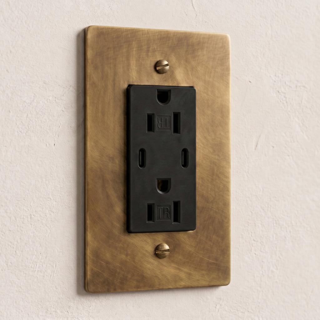 Solid Brass Dual USB-C Electrical Outlet