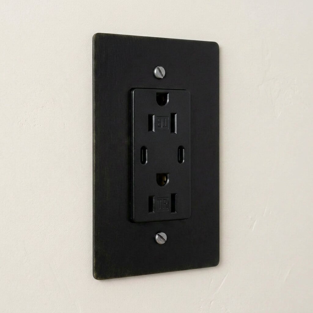 Solid Brass Dual USB-C Electrical Outlet