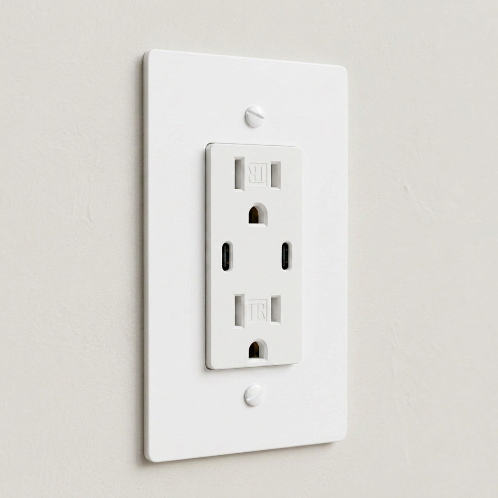 Solid Brass Dual USB-C Electrical Outlet